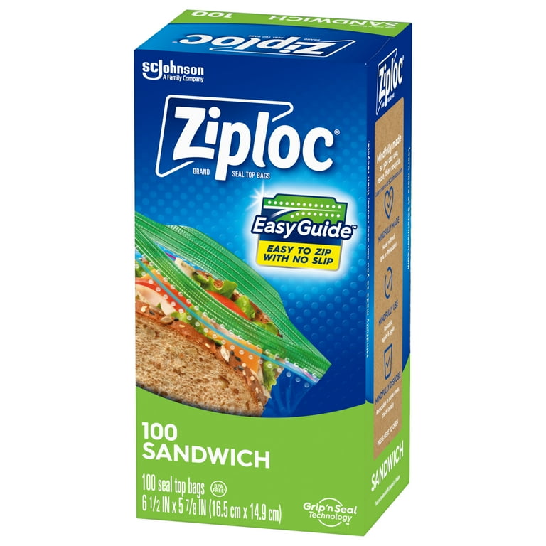 Ziploc® BPA-Free Resealable Sandwich Bags with EasyGuide™, 100