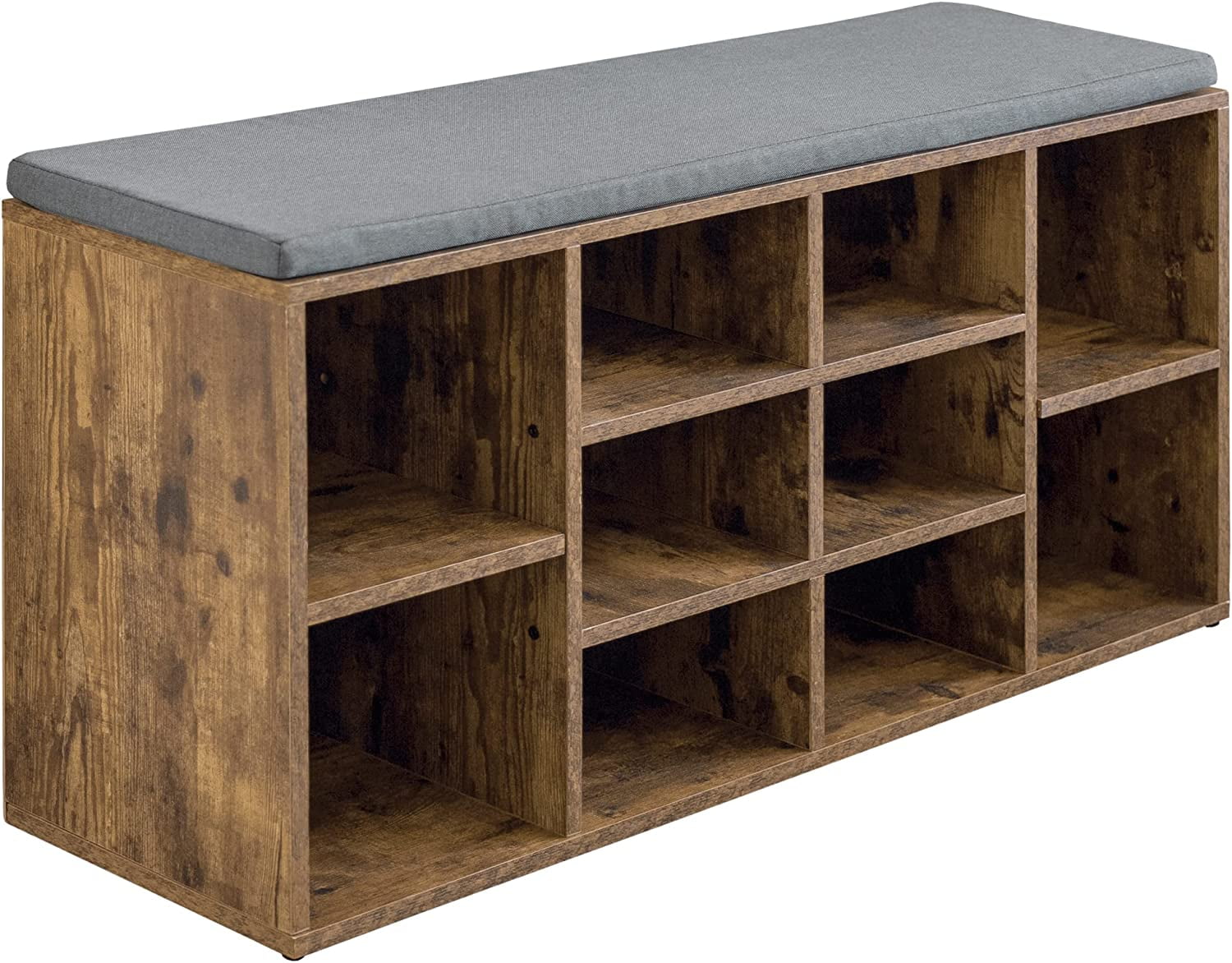 YRLLENSDAN 3 Tier Shoe Benches for Entryway, Small Shoe Bench Storage with Cushion Seat Shoe Cubby Storage with Bench Adjustable Shoe Rack Bench Shoe Organizer Wood Shoe Shelf for Living Room