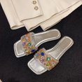 thumbnail image 2 of Sandalias planas con joyas y purpurina de punta cuadrada Slide On, 2 of 6