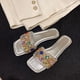 thumbnail image 2 of Sandalias planas con joyas y purpurina de punta cuadrada Slide On, 2 of 6