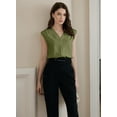 thumbnail image 2 of Camiseta sin mangas EVALESS para mujer con cuello en V plisado para mujer, 2 of 5