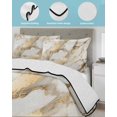 thumbnail image 4 of Marble Gold Full Size Down Alternative Comforter, Lightweight Comforter Quilt Bedding Set with Pillow Shams Abstract Luxury Wave Gold Marbling Modern All Seasons Bed Comforter Duvet Insert 78"x90", 4 of 7