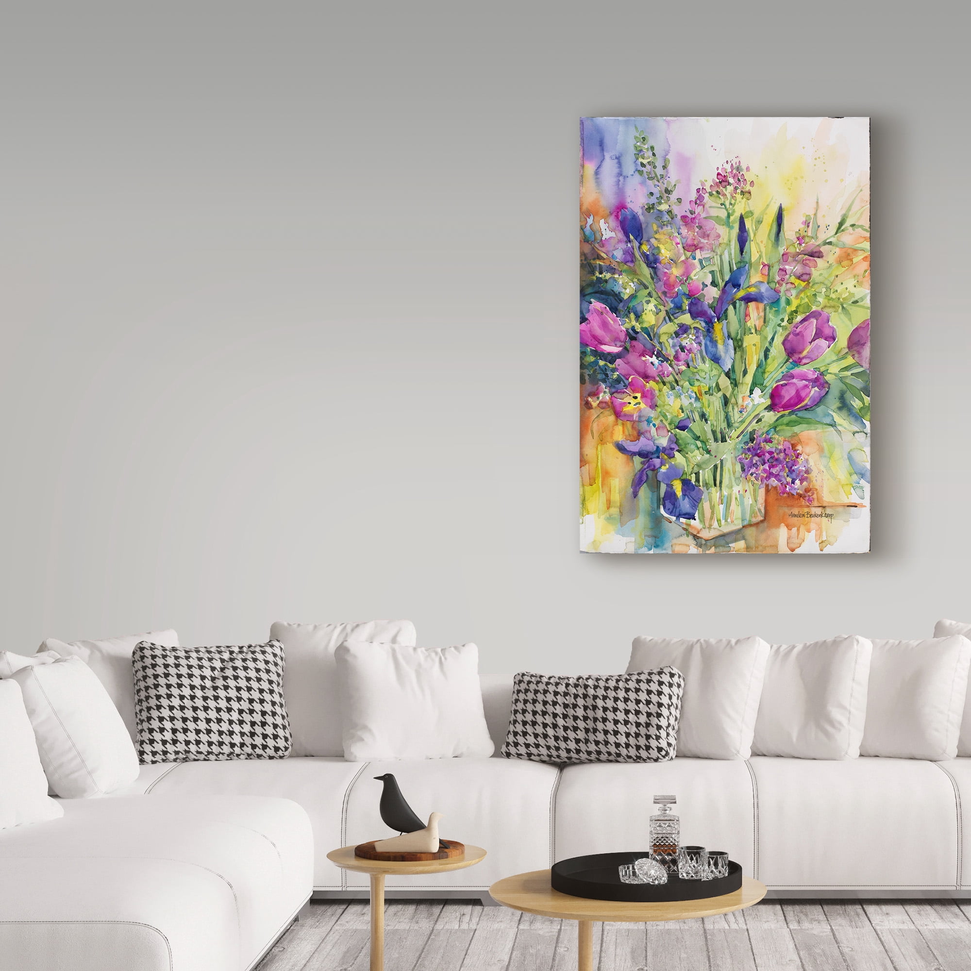 Annelein Beukenkamp 'Iris Blue And Tulips Too' Canvas Art