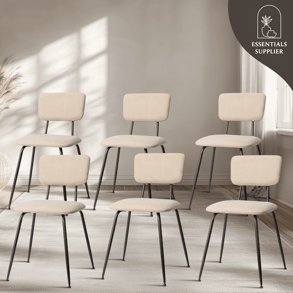 Set of 6 Modern White Padded Dining Chairs for Kitchen, Bar & Office Use
