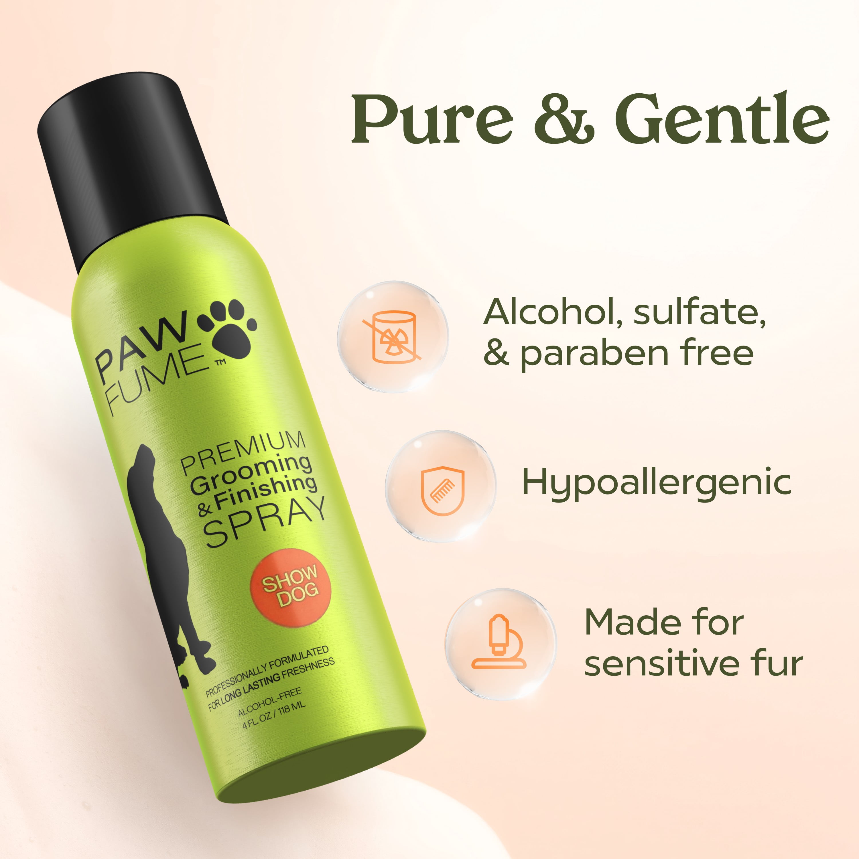 PawFume Show Dog Premium Grooming and Finishing Deodorizer Dog Spray, 4 fl oz Can