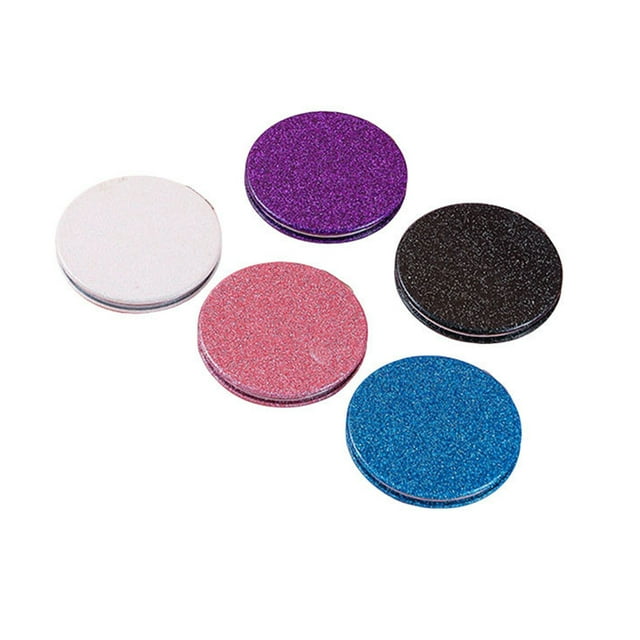 GOOHOCHY Espejo de maquillaje portátil plegable de bolsillo, 5 unidades, redondo, con purpurina, de doble cara, para mujeres y niñas, ideal para viajes, hogar y oficina.