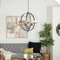thumbnail image 2 of DecMode 26" x 29" Gray Metal Caged 4 Light Chandelier with Link Style Chain, 1-Piece, 2 of 8