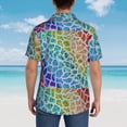 thumbnail image 4 of Pofeuu Rainbow Glitter Print Hawaiian Shirt for Men Sleeves Casual Button Down Summer Beach Dress Shirts T-Shirts,X-Large, 4 of 7
