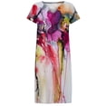 thumbnail image 4 of SMihono Robe d'Été Bohème pour Femmes Grande Taille Robes à Manches Courtes Mode Fleurs Imprimées Taille Robe d'Été Col en V Longueur Genou, 4 of 5