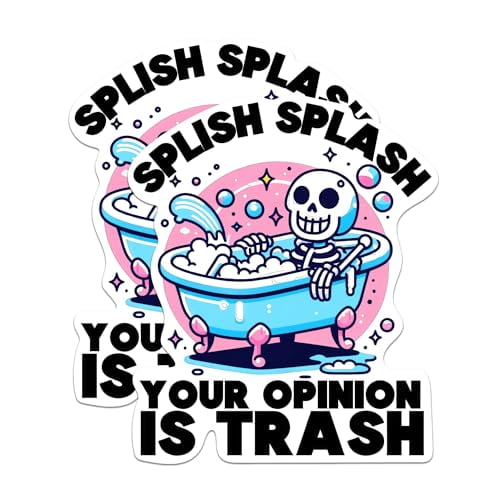 (2 Pack) Splish Splash Your Opinion Is Trash Magnets - Funny Sarcastic Sassy Magnet - 5" On Longest Side - Premium Magnet - for Cars, Refrigerators, Toolboxes, Lockers - Made in USA - MAG0611
