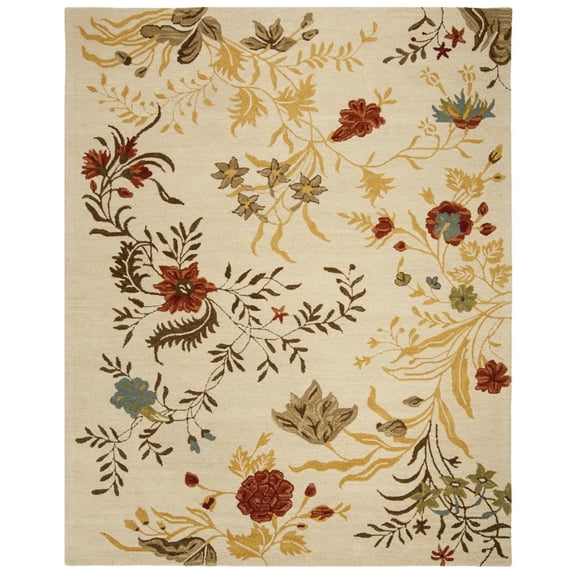 SAFAVIEH Blossom Zarif Floral Flowers Wool Area Rug, Beige/Multi, 2' x 3'