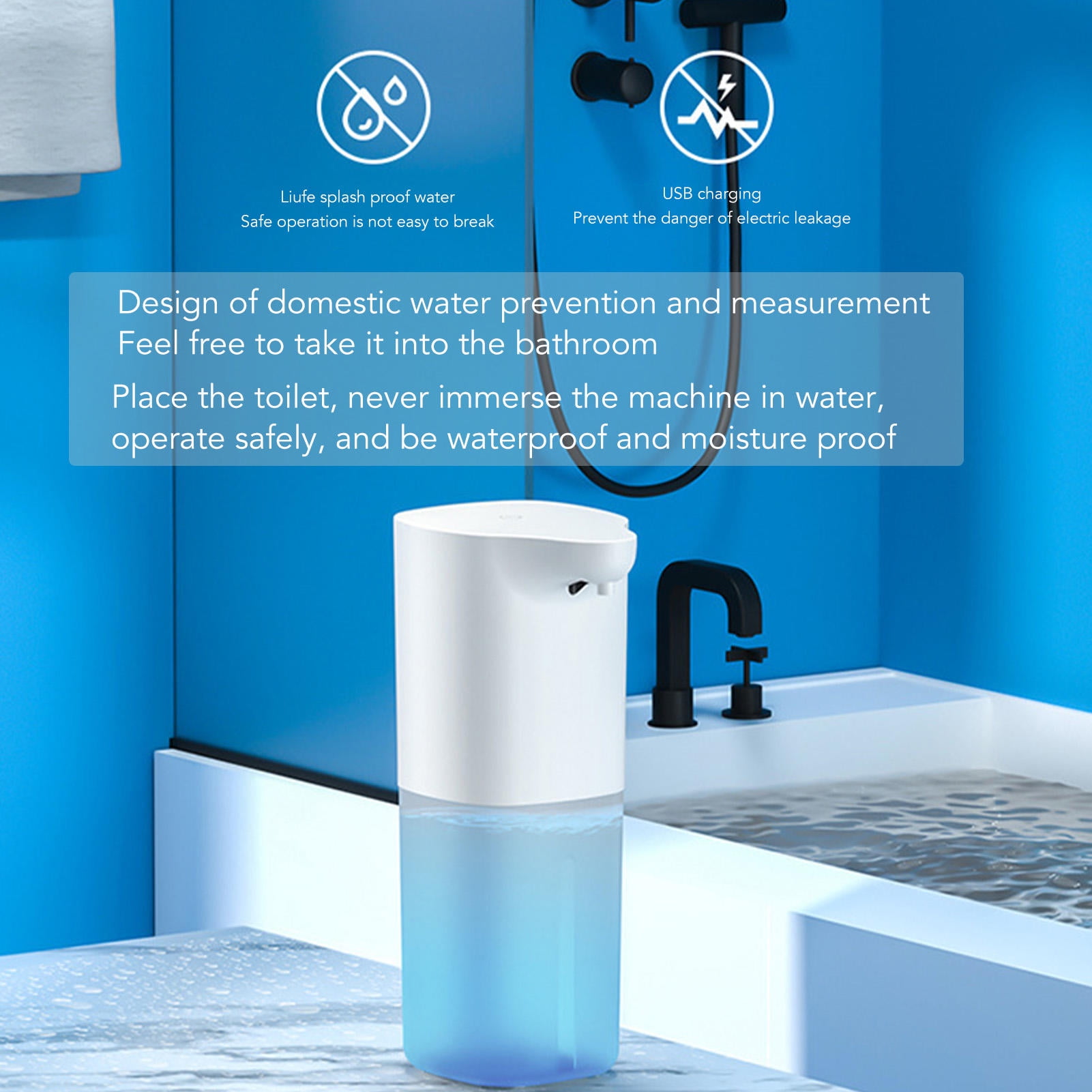 Suodoka Touchless Automatic Foam Soap Dispenser – 350 ML, USB Rechargeable, Life‑Grade Waterproof, Ideal for Kids, Hotels & Home Use