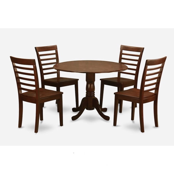 East West Furniture Dublin 5-piece Wood Kitchen Table and Chair Set in Mahogany