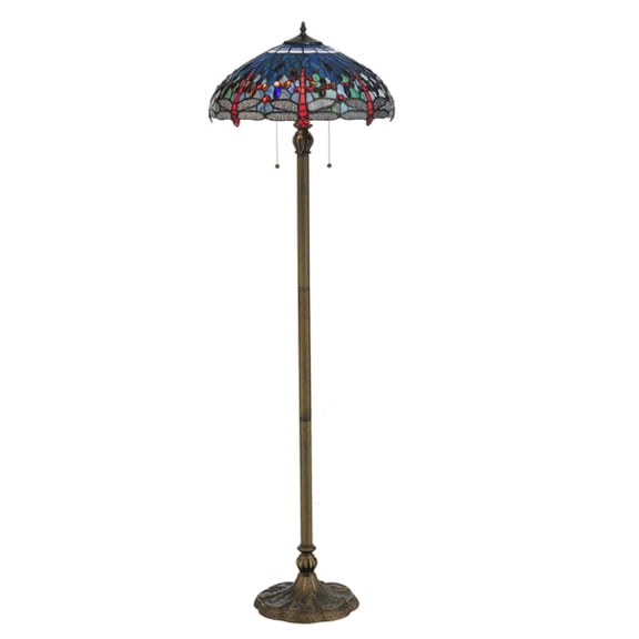 60"H Tiffany Hanginghead Dragonfly Floor Lamp