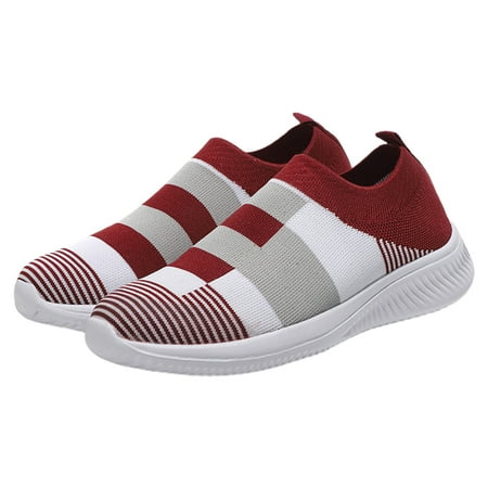

Kitem 1 Pair Flat Shoes Soft Sole Slip on Breathable Flat Platform Anti-skid Walking Lightweight Sneakers Women Walking Shoes Daily Wear