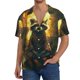 thumbnail image 1 of Balery Tree Meditating Raccoon Camisa Casual de Manga Corta con Botones para Hombre, Texturizada, Estilo Cubano, para Playa, Verano-4X-Large, 1 of 5