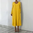 thumbnail image 1 of Robe pour Femme Grande Taille, Robe Décontractée à Manches Longues et Col Rond avec Poches, Tunique Ample à Coupe Décontractée pour Femmes, 1 of 7