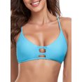 thumbnail image 3 of RELLECIGA Women's Sky Blue Strappy Longline Triangle Bikini Top Size Small, 3 of 8