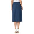 thumbnail image 3 of INSPIRE CHIC Cotton Linen Midi Skirt for Women Casual Back Slit High Waisted Skirt with Pockets XS Dark Blue, 3 of 5