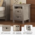 thumbnail image 4 of 2-Drawer Farmhouse Wooden Nightstand with Well-proportioned Design and Sleek Lines, Wood Side Table with Storage Cabinet for Bedroom, Antique Gray, 4 of 9