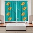 thumbnail image 2 of Ambesonne Flowers Kitchen Curtains, Springtime Meadow Blooms, 55"x24", Teal and Pale Orange, 2 of 3