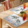 thumbnail image 4 of Summer Sea Turtles Placemats Set of 4 Coastal Watercolor Ocean Corals Place Mats Indoor Wipeable Table Mats Washable Cloth Dining Table Placemats for Kitchen Holiday Party Home Decor 13x19 Inch, 4 of 9