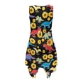 thumbnail image 4 of HELLHERO Dinosaur Sunflower Pattern Summer Dresses for Vacation Party, Irregular Hem Side Pockets Sleeveless Sundress, 4 of 8