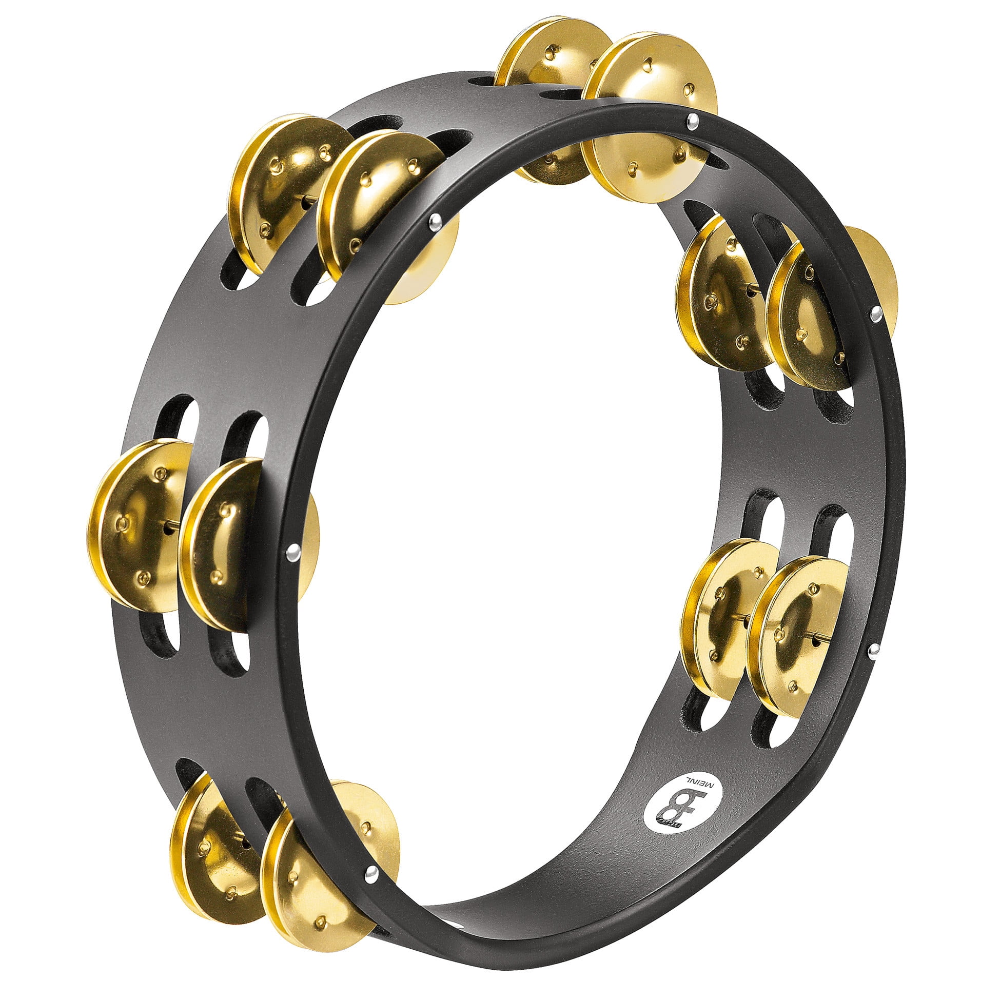 Meinl Compact Wood Tambourine Two Rows Brass Jingles Black