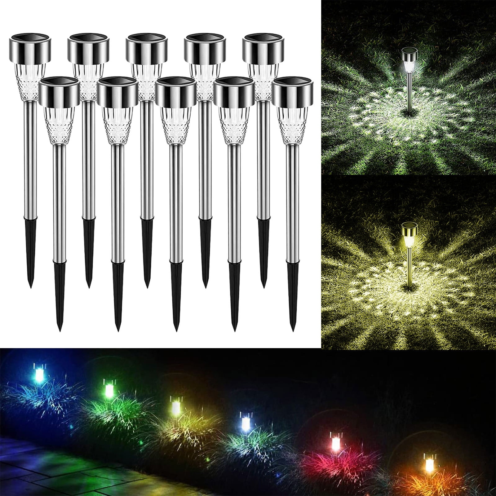 Sentmoon Up to 40% off Solar Lights Outdoor Water-Resitant LED Lighting Solar Powered Outdoor Lights Solar Garden Lights For Patio Yard White Light Warm Light Colored Light 10Pack Sales Items for the