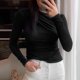 thumbnail image 4 of Mujeres Casual Cómodo Moda Pullover Manga Larga Cuello Redondo Soild Tops Pompotops FGAJ12351, 4 of 9