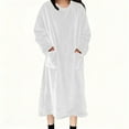 thumbnail image 5 of RQYYD Women's Flannel Nightgown Fuzzy Fleece Sleepdress Loose Crewneck Plush Warm Winter Pullover Nightdress with Pockets, 5 of 6