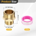 thumbnail image 2 of Uxcell Brass Pipe Fitting, 2Pcs 1/2" BSP Male x 3/4" BS Male Thread Connector Brass Hex Nipple Reducing Coupling Connector for Gas Water Refrigeration System Conversion, 2 of 7