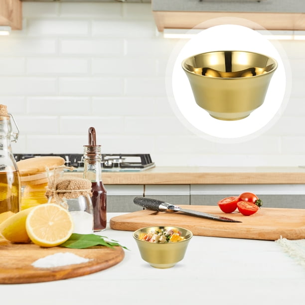 Bols en métal, bols à mélanger en acier inoxydable,Bol à Soupe avec Poignée Double Oreille - Bol à nouilles chapeau avec poignée, bassin à soupe doré, bol à salade, bol à dîner