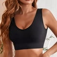 thumbnail image 3 of Bigersell Womens Seamless Bra for Yoga Running Sports Bras Padded Push up Bras No Underwire V-Neck Sleeveless Pullover Bras Bralettes Comfort Wireless T-shirt Bra Black L, 3 of 4