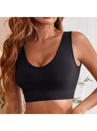 Cathalem Sports Bra for Big Busted Women Running Womens Seamless Ribbed  Longline Sports Bra - Padded Slim Fit Crop Tank Top with Built in  Bra(Black,XL) 