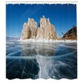 thumbnail image 3 of Ambesonne Winter Shower Curtain, Lake Baikal in Siberia, 69"Wx84"L, Blue Caramel White, 3 of 3