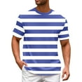 thumbnail image 2 of MNCEKFOD T Shirts for Mens Color Blocked Navy Sailor Striped Tshirts Casual Loose Round Neck Short Sleeved Classic Fit Mens Tee Shirt Blue XXXXXL, 2 of 5