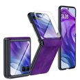 thumbnail image 1 of Vizvera para Motorola Razr 50 Ultra 2024/Razr 60 Pro 2025, con Protector de Pantalla y Funda de Teléfono a Prueba de Golpes de Cuero PU Ultrafino Mate PC - Morado, 1 of 6