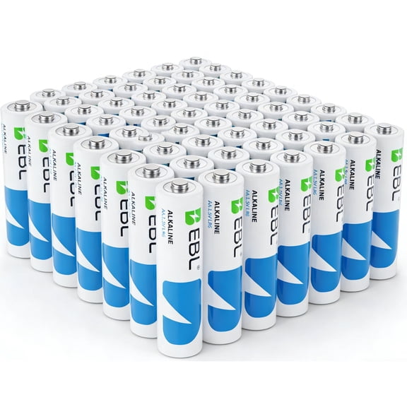 EBL Alkaline AA Batteries (48 Pack), 1.5V Long-Lasting Double a Alkaline Batteries
