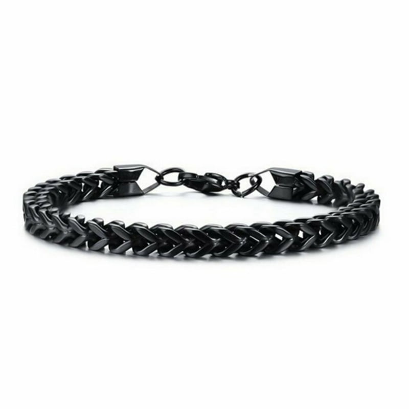 AkoaDa Elegant Stainless Steel Snake Chain Bracelets Bangles For Men Link Chain Jewelry Gifts(black)