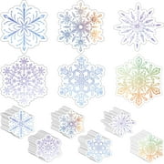 Zonon 90 Pcs Snowflakes Cutouts Classroom Bulletin Board Decoration Watercolor Blue Flakes Snow Holiday Cutouts with Glue Point for Winter Christmas Wonderland Party Wall Chalkboard Home Decoration