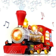 ArtCreativity Bubble Blowing Toy Train with Lights and Sounds, Battery Operated with Bubble Solution