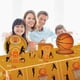 thumbnail image 1 of Juego de suministros para fiestas de baloncesto | Platos de papel desechables, mantel, servilletas • Kit de decoración deportiva de cumpleaños • Resistente, a prueba de fugas • Diseño festivo, 1 of 5