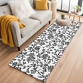 thumbnail image 3 of 2x6 Kitchen Runner Rug, Black Flower Non-Skid Rubber Backing Large Rectangle Rugs - Living Room Bedroom Home Office, Vintage Farmhouse Boho Leaf Spring Plant Indoor Floor Mat Carpets Washable Rug, 3 of 9