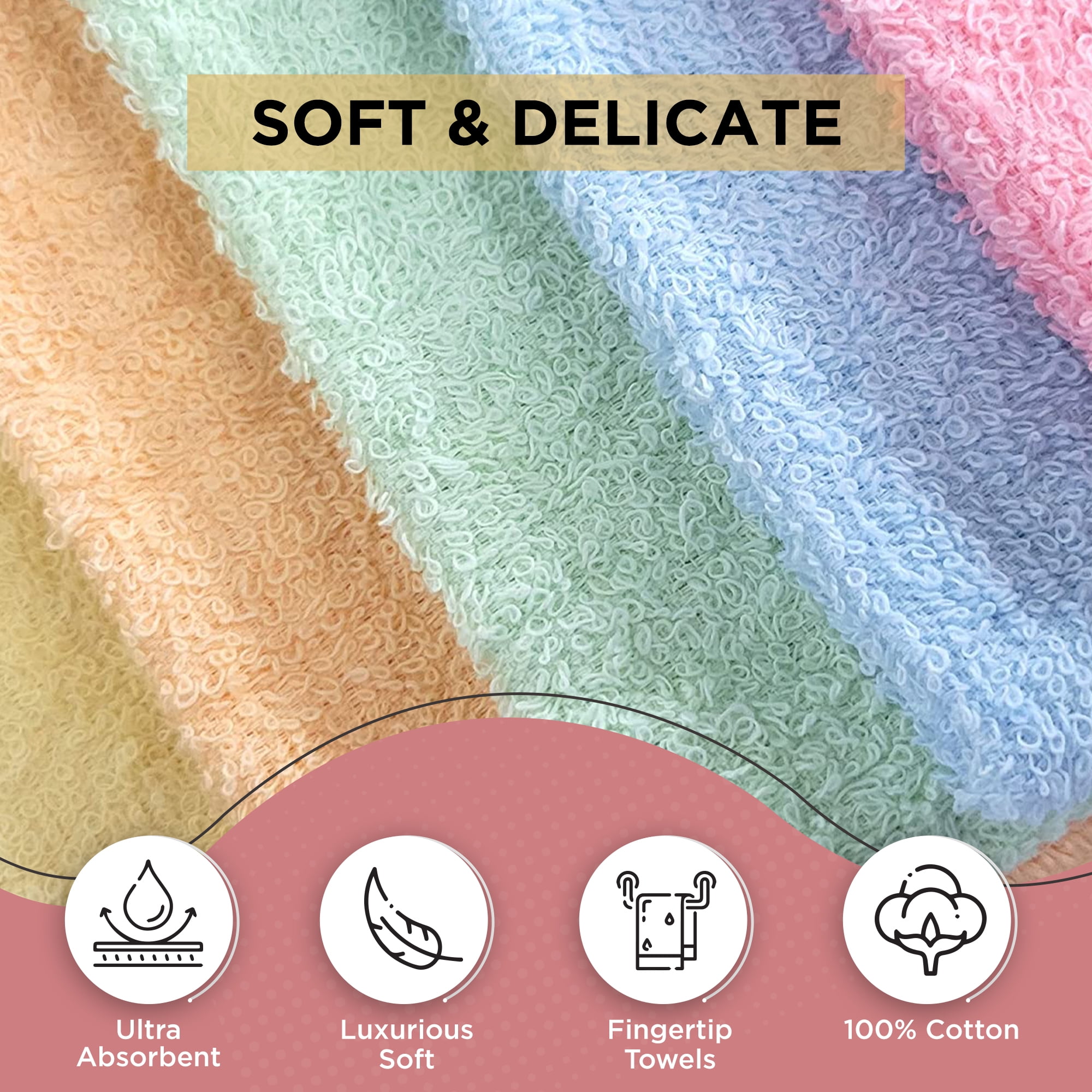DecorRack 20 Pack 100% Cotton Wash Cloth, Luxurious Soft, 12 x 12 inch  Ultra Absorbent