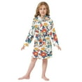 thumbnail image 6 of FORMRS Niños Bathrobe Unisex Hooded Robe Soft Plush Pajamas Sleepwear, Size 7-9T, Colorful Flowers Pattern, 6 of 7
