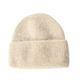 thumbnail image 2 of Dyfzdhu Knitted Hat Women Candy Color Versatile Fashion Autumn Winter Solid Warm Rabbit Suede Beige, 2 of 4