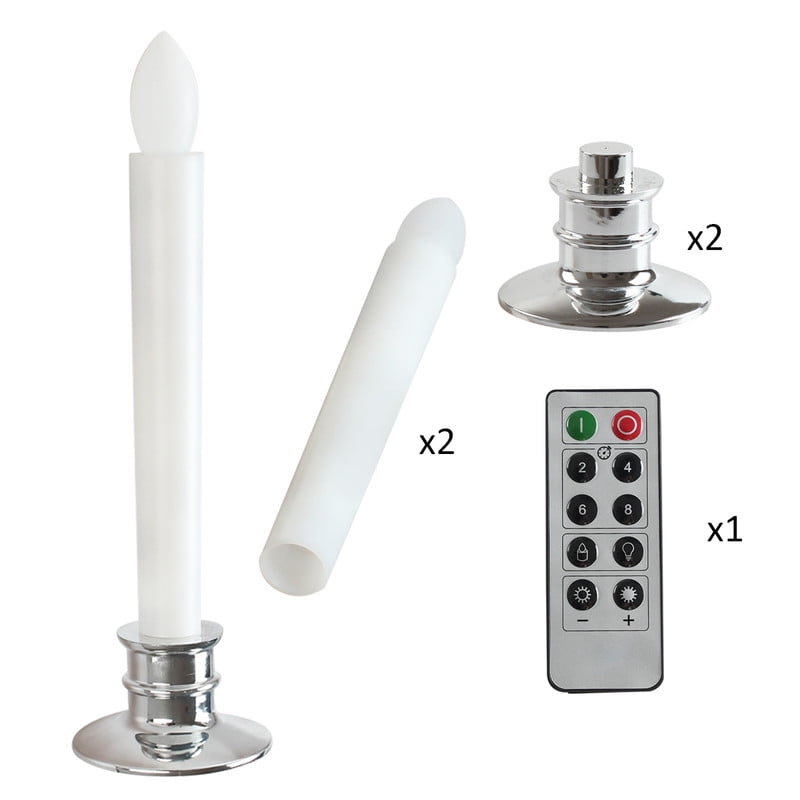 10Pack Flameless Taper Candles with Remote Timer Battery Operated, Flickering LED Window Candles for Christmas Holiday Home Wedding