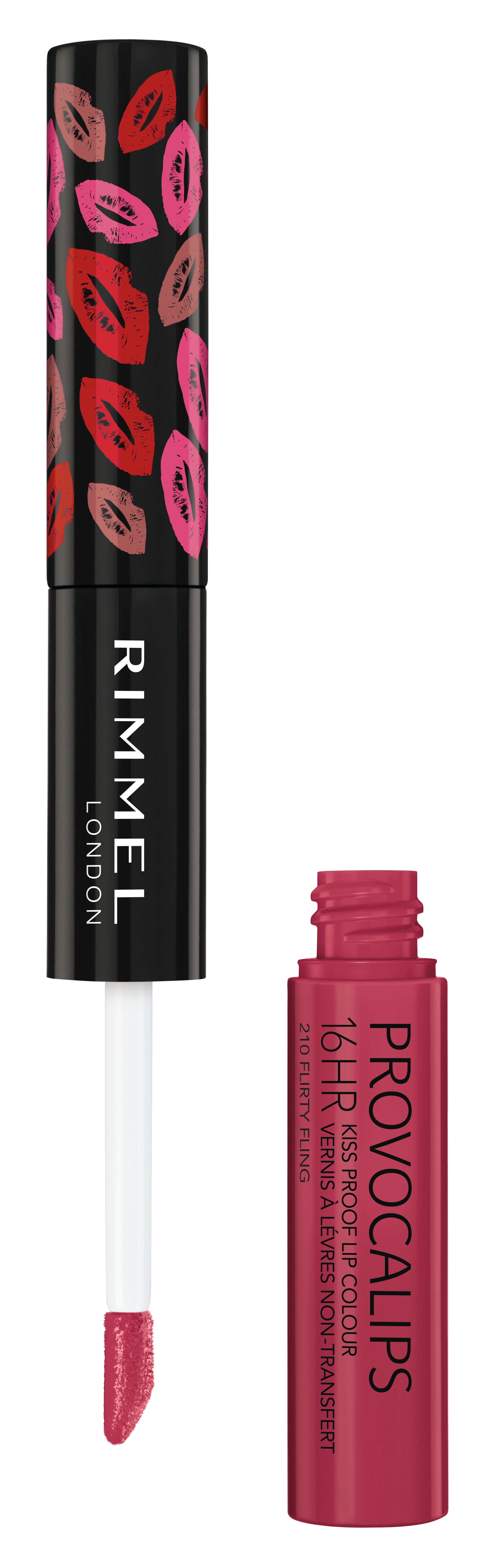 (2 pack) Rimmel London Provocalips Lightweight Gloss 16 Hr Kiss Proof Lipstick, 210 Flirty Fling