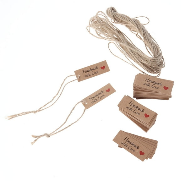 Milisten 100Set Beige Paper Tags for Valentine present Tagging and Decorating